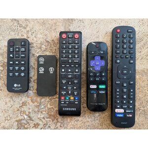 Set Of 5 Assorted TV & Sound Bar Remote Controls